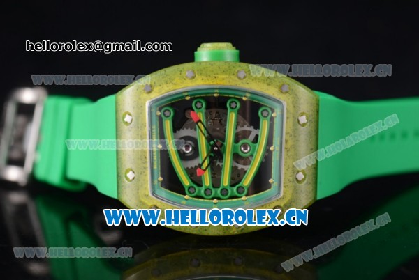 Richard Mille RM 59-01 Miyota 9015 Automatic Carbon Nanotubes Case with Skeleton Dial Green Inner Bezel and Green Rubber Strap - Click Image to Close